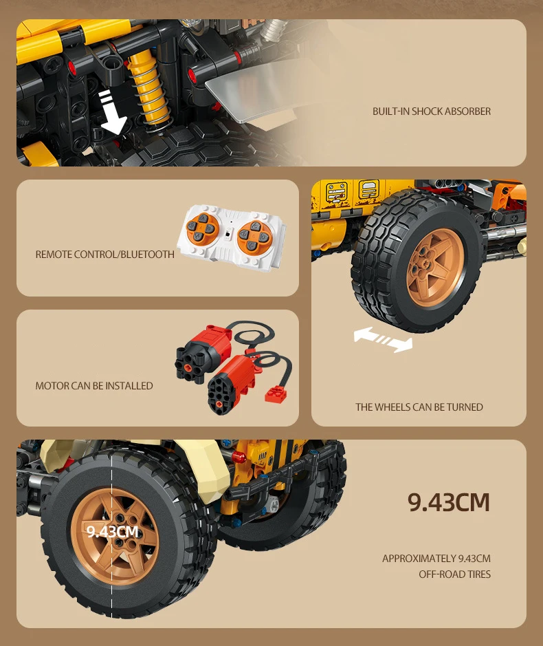 Technisches Funkgesteuertes 2,4-GHz-Modellauto, Bausatz Wüstenfahrer-02, Modell-LKW, RC-Fahrzeug, Spielzeug für Jungen, Geschenke – Detail 2