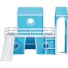 Low Loft Bed with Tent and Slide, Solid Wood Loft Frame with Safety Guardrails and Ladder for Kids Bedroom,Easy Assembly 6