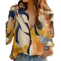 Plus Size 1XL-5XL Women's Elegant  V-Neck Geometric Print Shirt  Ladies Casual Long Sleeves Summer V-Neck Blouse Shirt Tops - Image 5