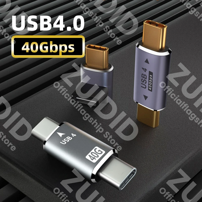 미니 USB4.0 40Gbps Thunderbolt 3 어댑터 Macbook Pro Air Dell 용 8K @ 60Hz USB 유형 C 남성-남성 PD100W 충전기 데이터 변환기