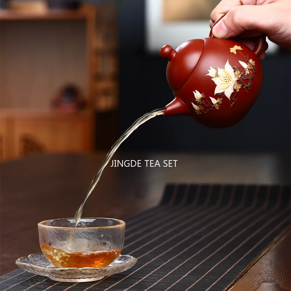 Yixing tea pot Purple Clay Plum blossom Teapot beauty kettle Raw ore Handmade Tea set Dahongpao Authentic ball hole filter 200ml