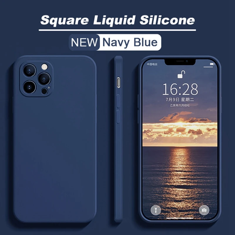 Official Square Liquid Silicone Phone Case - Sleek and Durable Protection Cover