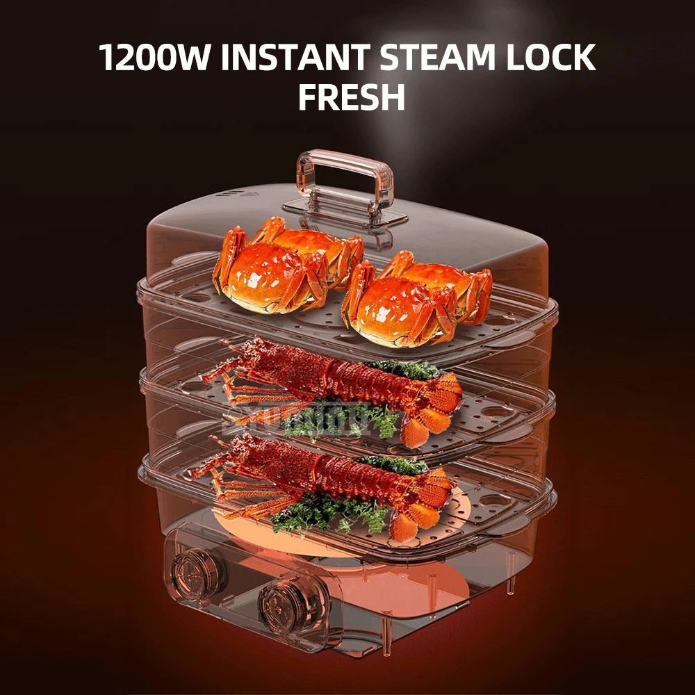 Version Double Knob Food Steamer Household Electric Steamer Three-layer Panela A Vapor Kitchen Cooking Machine ZG-17