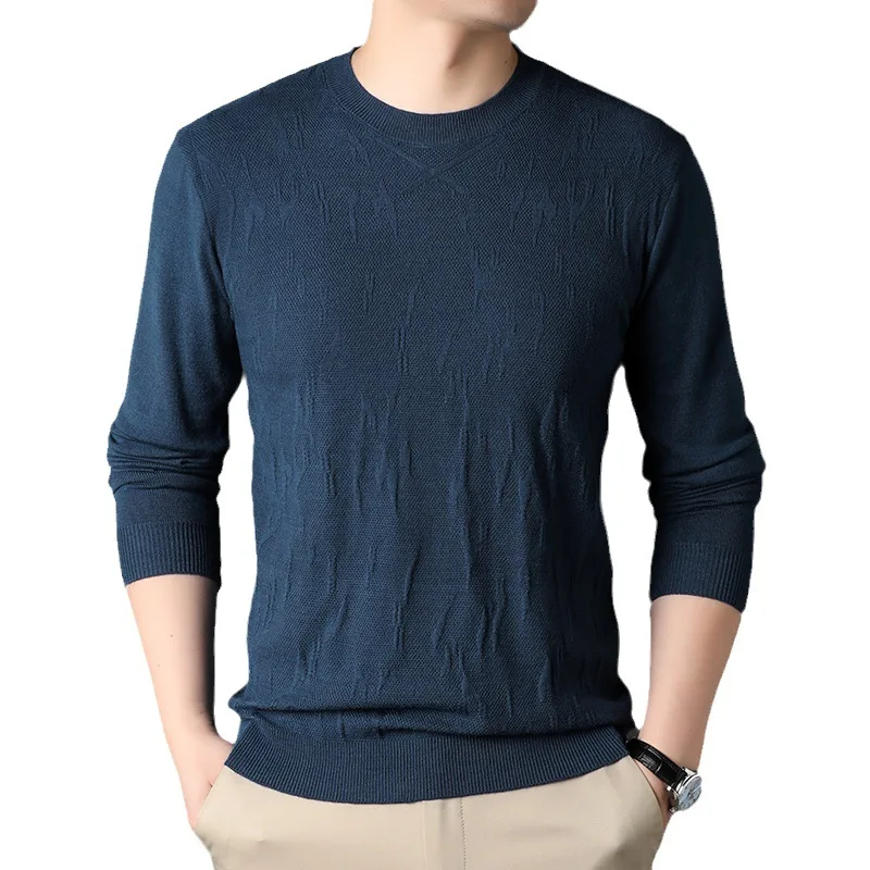 New Season New round Neck Casual Jacquard Sweater Young Men's Business Base Sweater Men's Clothing