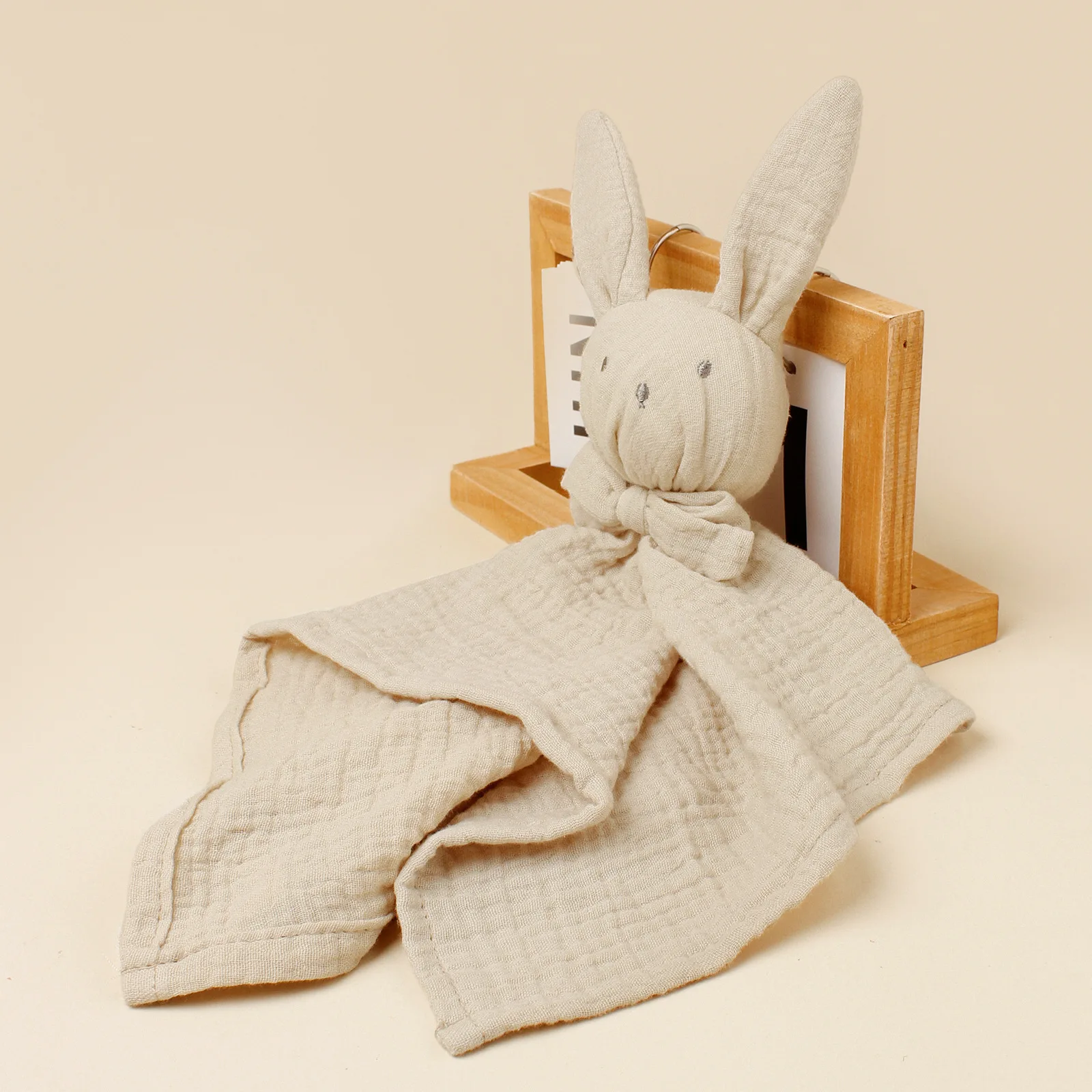 Cotton Gauze Baby Comforter Blanket Cartoon Rabbit Baby Sleeping Doll Solid Color Security Blanket for Infant Kids 5
