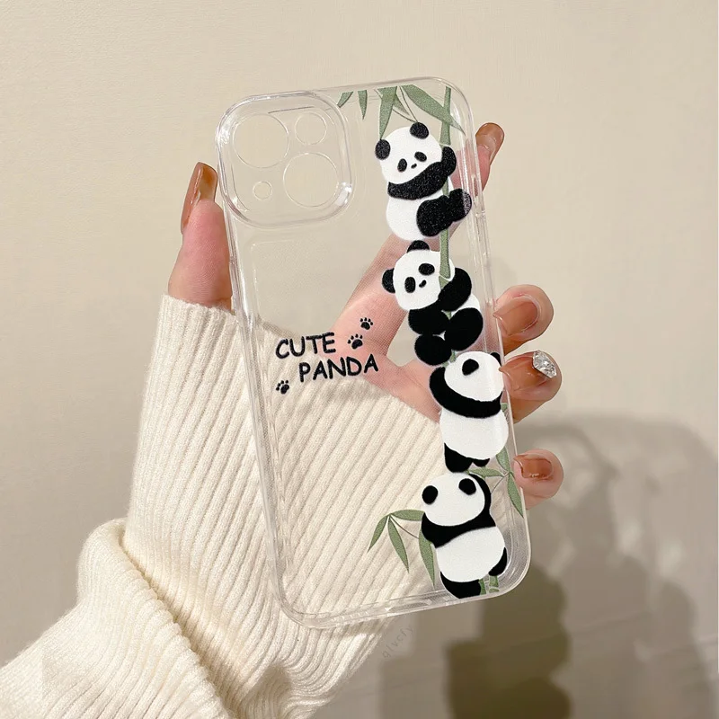 Panda Apple iPhone12 14 phone case iPhone12 Anti-drop xsmax All-inclusive 11pro Cartoon Apple 13 niche soft case