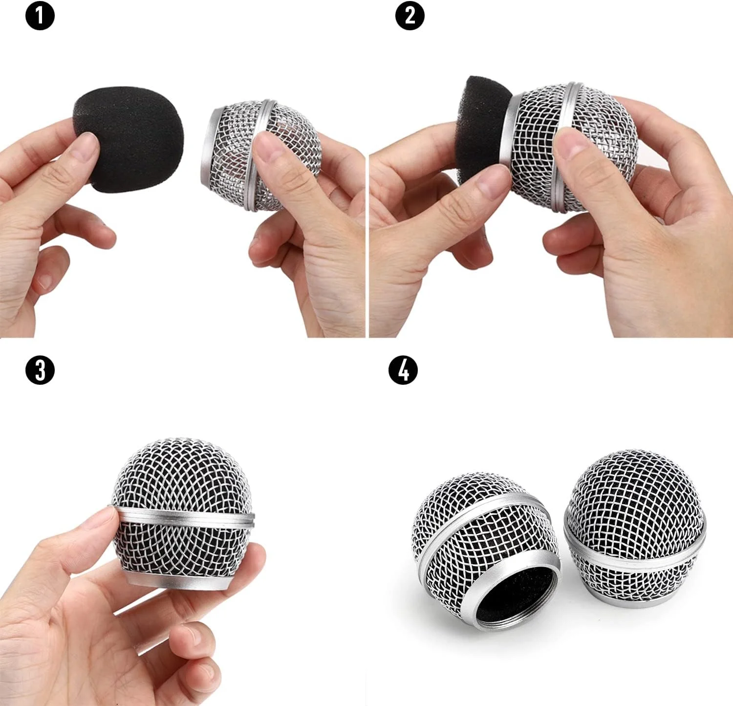 Replacement Microphone Head with Foam for Shure SM58 Beta58A PG58 microphone accessories microphone cover microphone windscreen microphone pop filter microphone clip mic stand adapter microphone boom arm microphone grill mesh