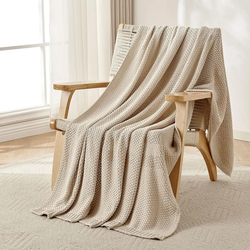 Organic Cotton Thick Knit Lightweight Blanket