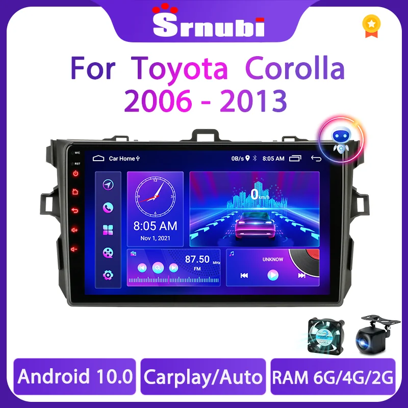 Srnubi для Toyota Corolla E140 E150 2006 - 2013 2 Din Android автомобильное Стерео Радио мультимедийный