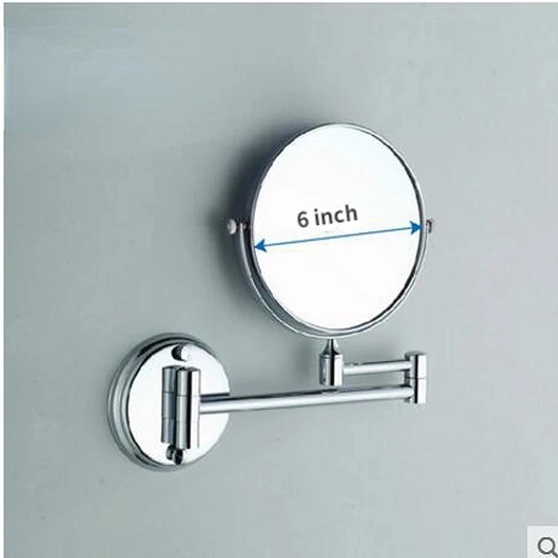 Bathroom Makeup Mirrors 6 inch Wall Mounted Bathroom Mirror 360 Degree Telescopic Folding 2-Face Double Bath Cosmetic Mirrors 6