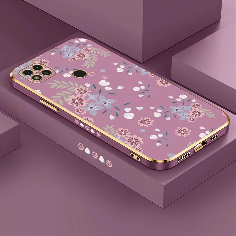 Elegant Shockproof Floral Silicone Phone Case Coque with Plating Design