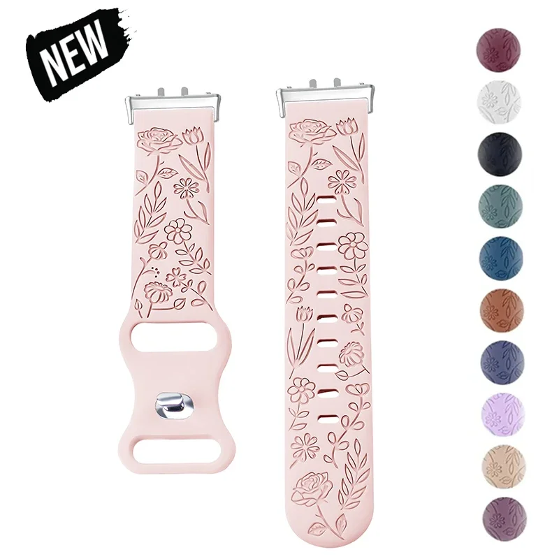Floral Design Silicone Engraving Watch Strap Bracelet