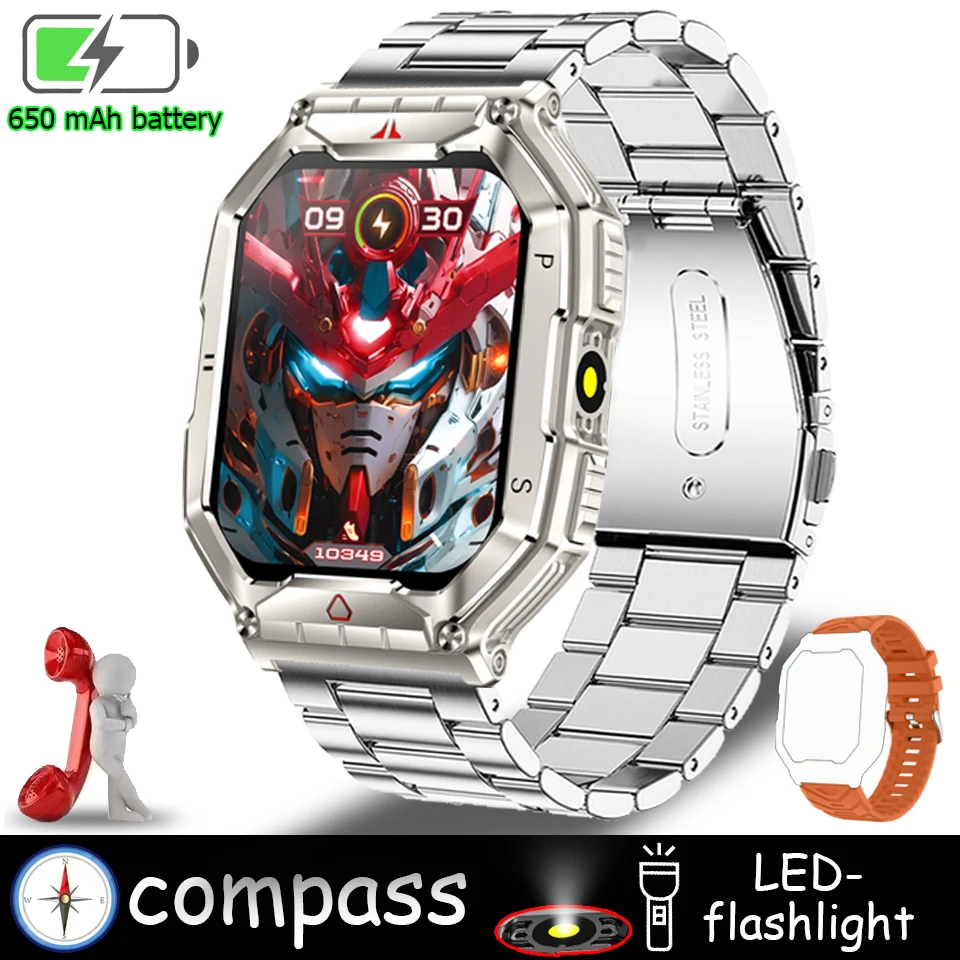 2024 NEW Flashlight Outdoor Sports Smart Watch Men 2.1 8