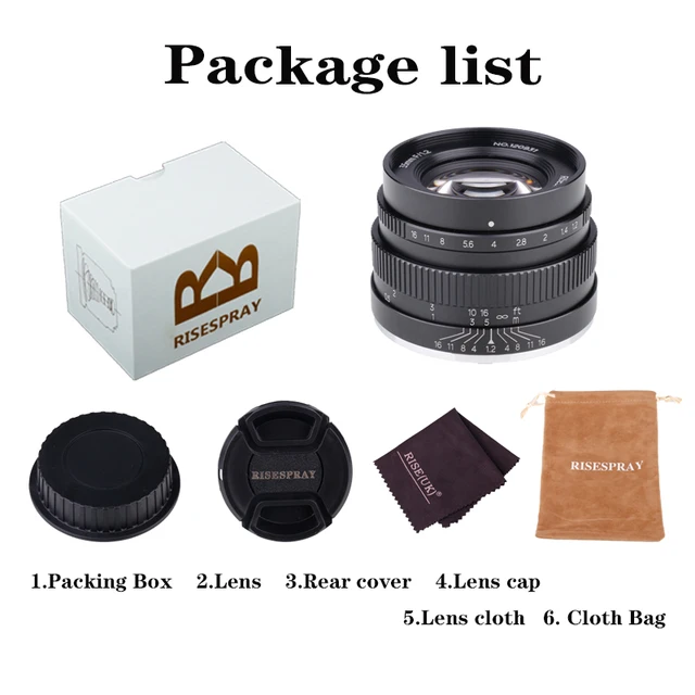 RISESPRAY 수동 초상화 마이크로 단일 렌즈 35mm F1.2 프라임 렌즈 Sony E-마운트 M4/3 for Fuji XF for Canon EOS M APS-C