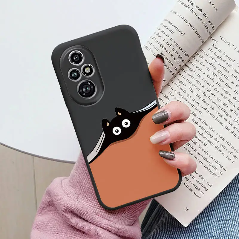 Cute Black Cat Cartoon Case - Soft Back Shell Cover