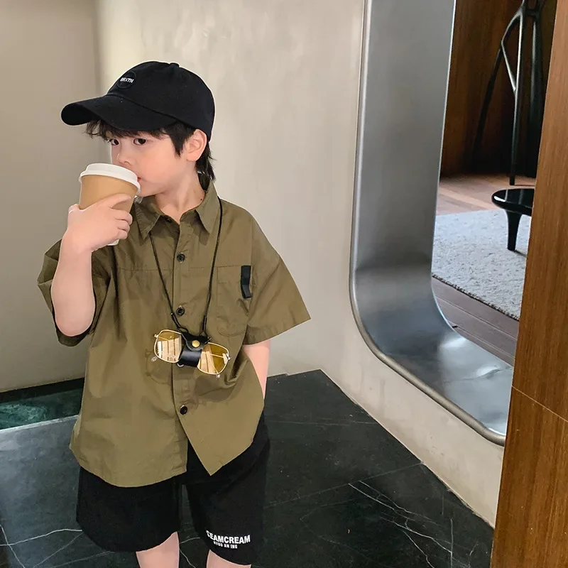 남아용 얇은 반팔 티셔츠, 아동복 상의, 중간-아동용 민소매 셔츠, 새로운 스타일, 여름