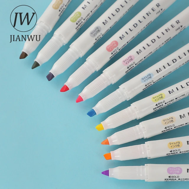 JIANWU 1 Pc Zebra Mildliner Double-ended Highlighters Soft Student Writing  Drawing Marker Pens Kawaii Stationery