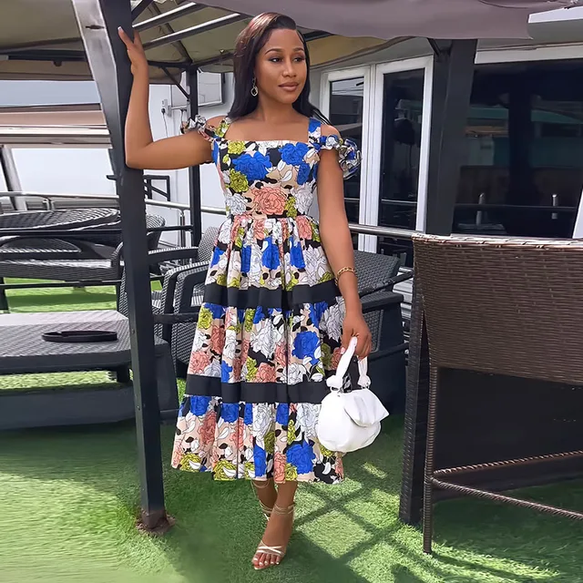 Amarachi Gathered Flare Print Dress