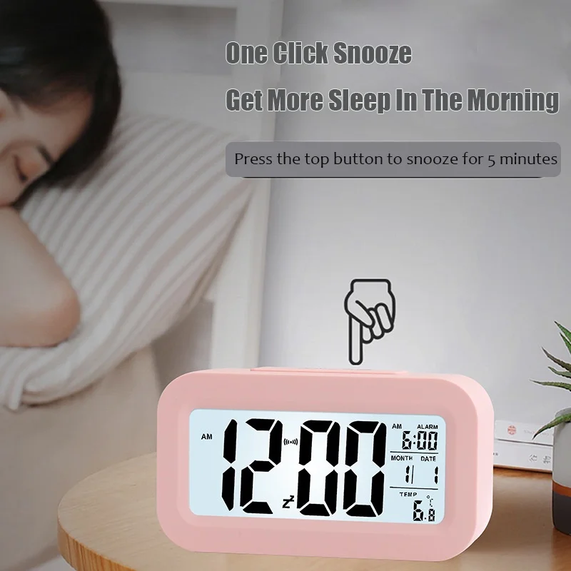 Reloj despertador Digital con temperatura interior, funciona con pilas,  modelo Snooze, pantalla de 12/24H para dormitorios, niños y adultos -  AliExpress