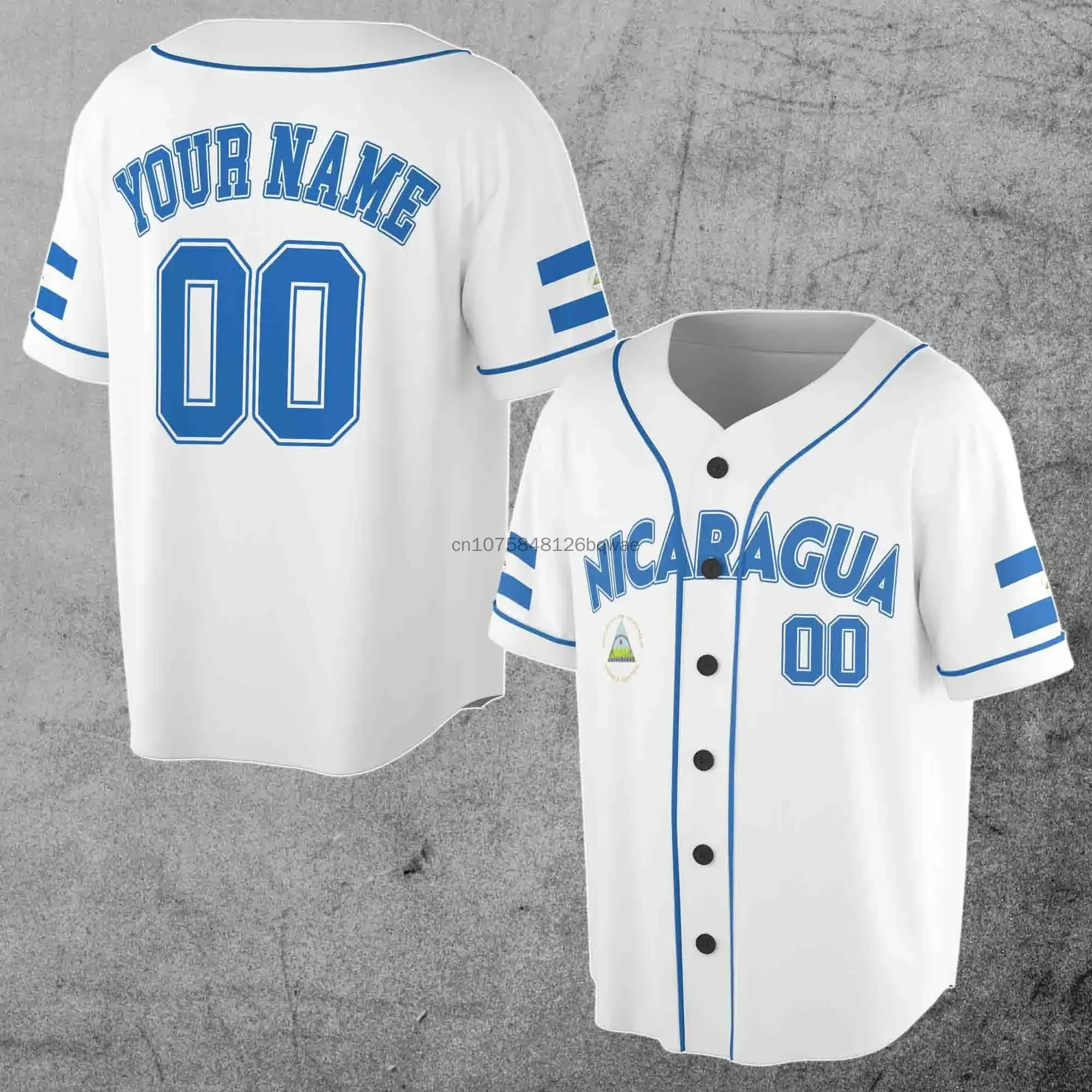 New 2024 Nicaragua Customize Your Name Baseball Jersey Shirt Baseball Shirt 3D Printed Men's Shirt Casual Shirts hip hop Tops 4