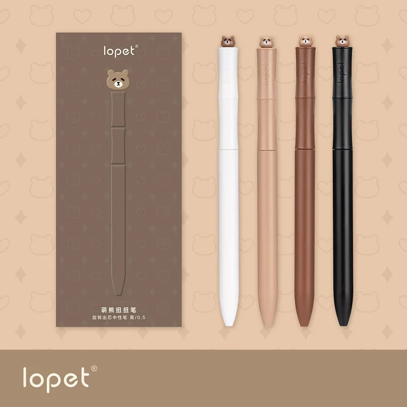 Lopet Kawaii New Neutral Pen Caneta Rotating Out of Core Stationery 0.5mm Black ink Signature Pens School Office Writing Tool ﻿ 6
