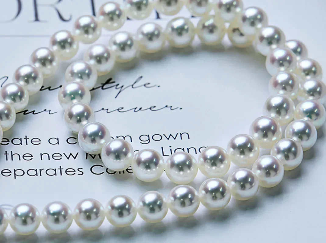 

Natural 17"8-9mm Genuine White Round Pearl Necklace Free Shipping for Women Jewelry Wedding Party 925 Sterling Silver AAA
