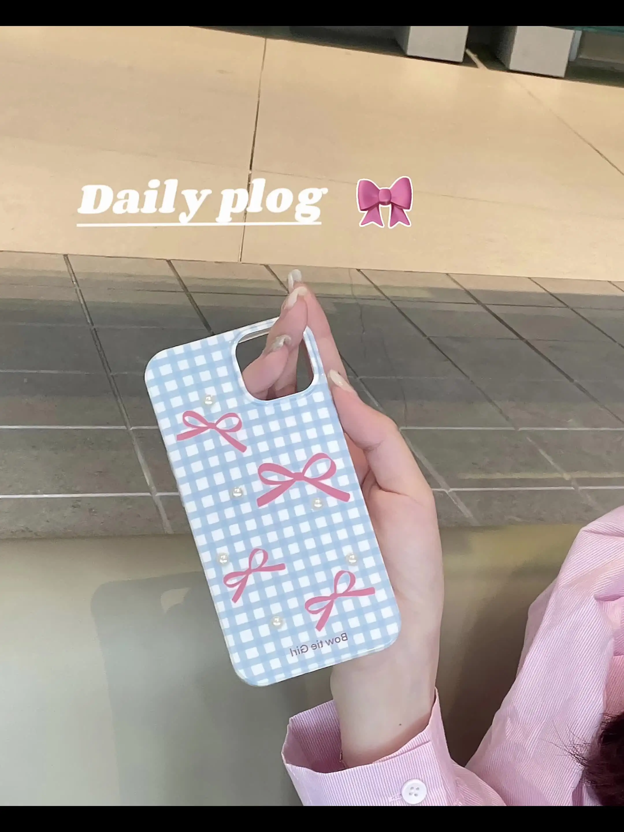 Korean INS Chic Checkers Pink Bowknot Fashionable Case for