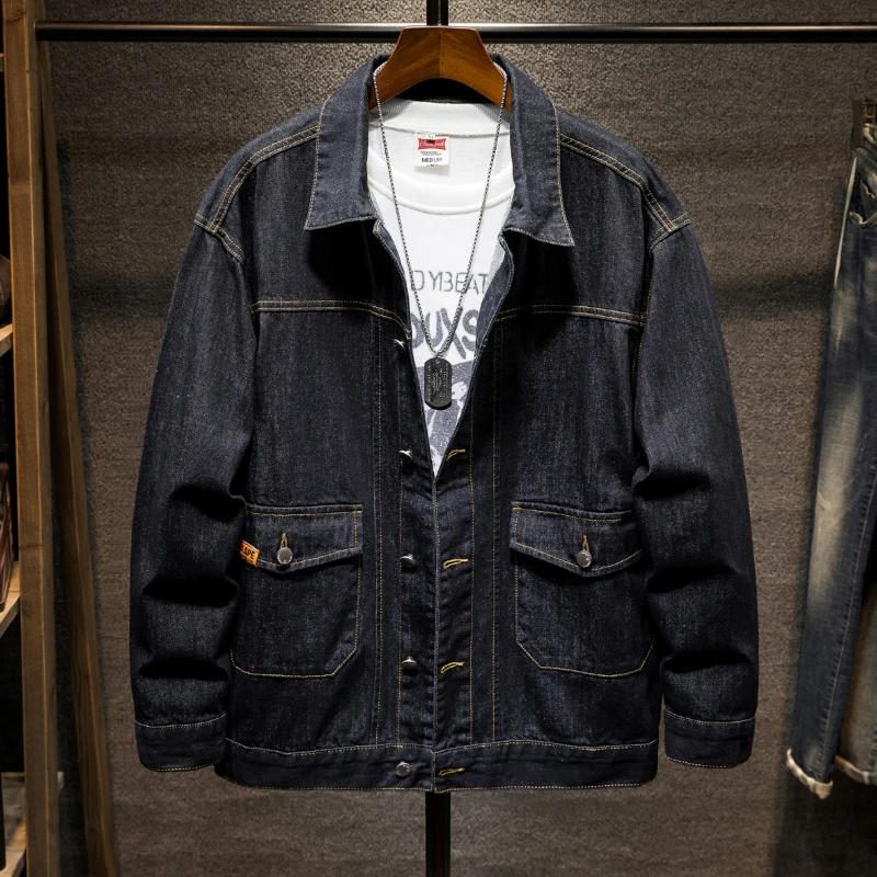 

plus size men's denim jacket Fashion Casual Trend Loose Men's Denim Jacket 2022 autumn and winter new XL 6XL 7XL