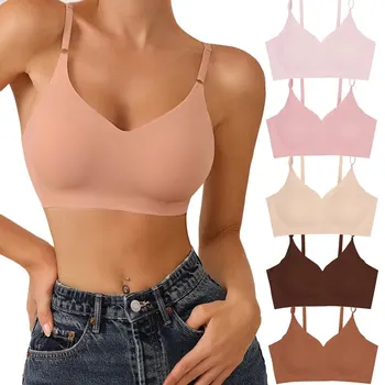 Hot Sale Summer Laser Cut Seamless Wireless Push Up Bra Basic Crop Top Por Mayor Padded Women Brassier Ice Silk Seamless Bra 1