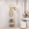 Metal Gold Coat Rack Entryway Corner Stand Hat Coat Hanger with Marble Base Heavy Duty 1