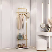 Metal Gold Coat Rack Entryway Corner Stand Hat Coat Hanger with Marble Base Heavy Duty 1