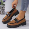 Women's Fashion Leopard Patchwork Slip-on Loafers Chunky Heel Platform Flats 2024 New Moccasins Casual Shoes Plus Size Zapatos 3