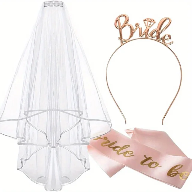 Team Bride Decorative Sash Set, Bride to Be Bridal White Sash,Gold Team Bride Sash,Veil,Bridal /Team Bride Bracelets Sets 6