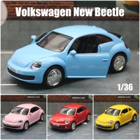 1/36 Volkswagen New Beetle Sedan Toy Car For Children RMZ CiTY Diecast Vehicle Miniature Model Pull Back Collection Gift Boy 1