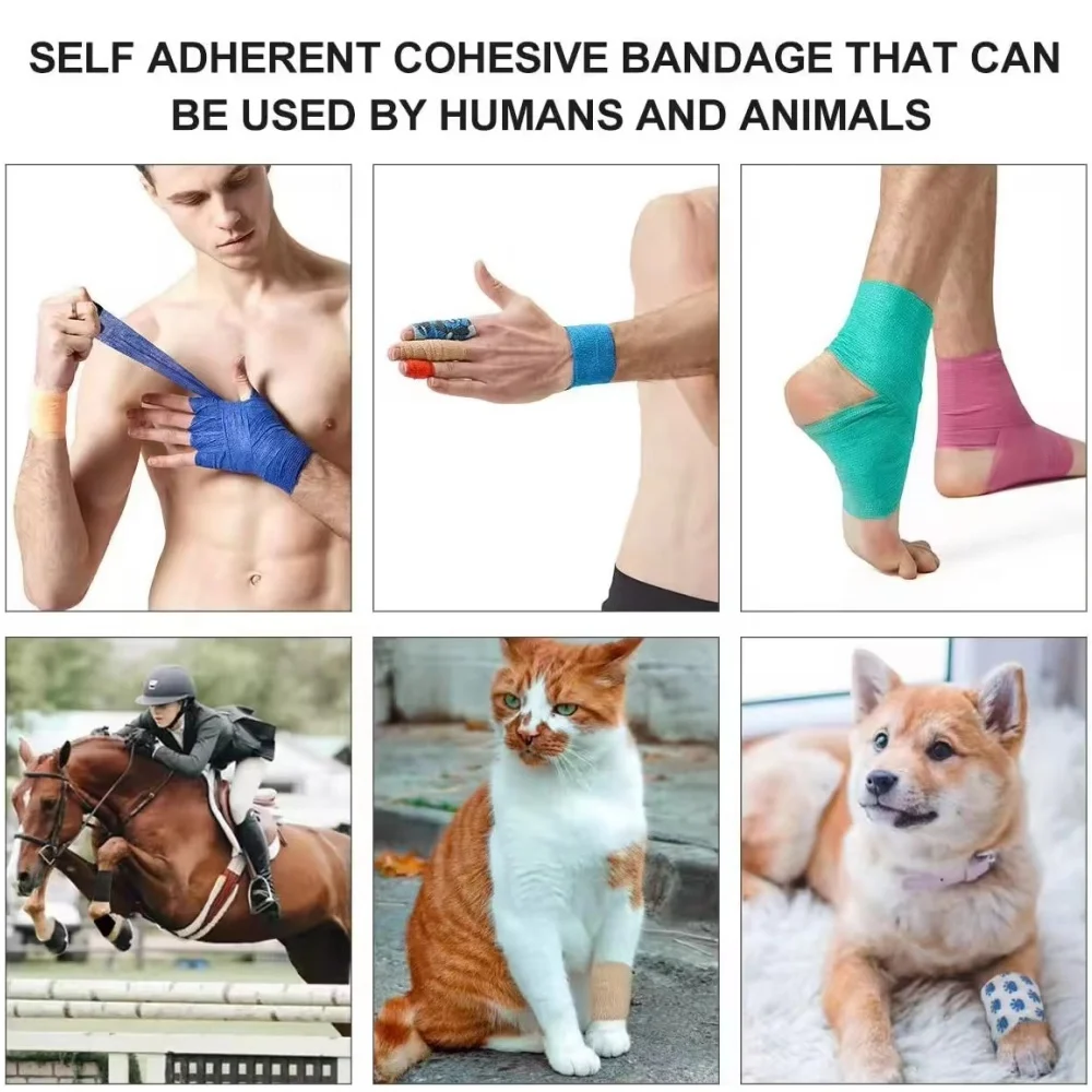 Gauze Bandage Self-adhesive Breathable Elastic Bandages 6/12PCS For Nail Tattoo Art Sports Fixing Finger Wrist Leg