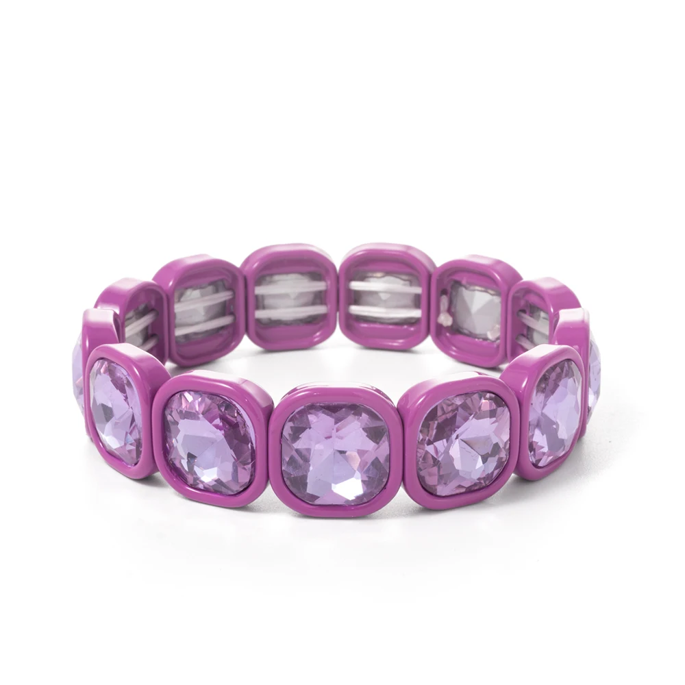 Bunte 15mm Kristall elastische Armband Emaille Stretch Strass Armreif Fliesen Perlen Armband für Frauen Modeschmuck – Detail 10