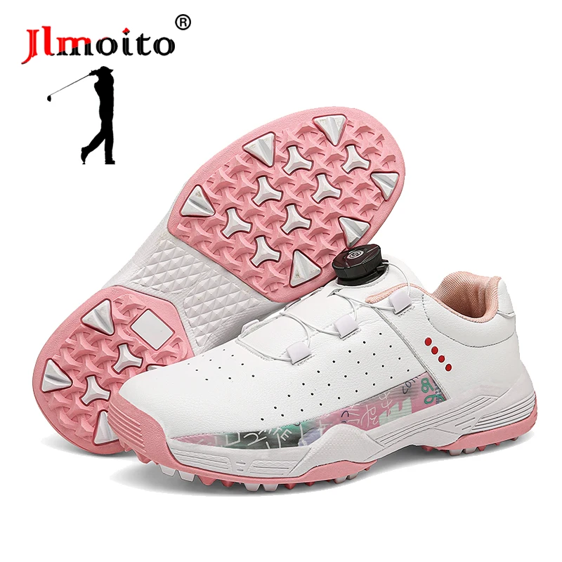 

High Quality Women Golf Shoes Breathable Golf Training Sneakers Non-slip Spikeless Golf Sneaker Leather Golf Athletic Shoes Pink