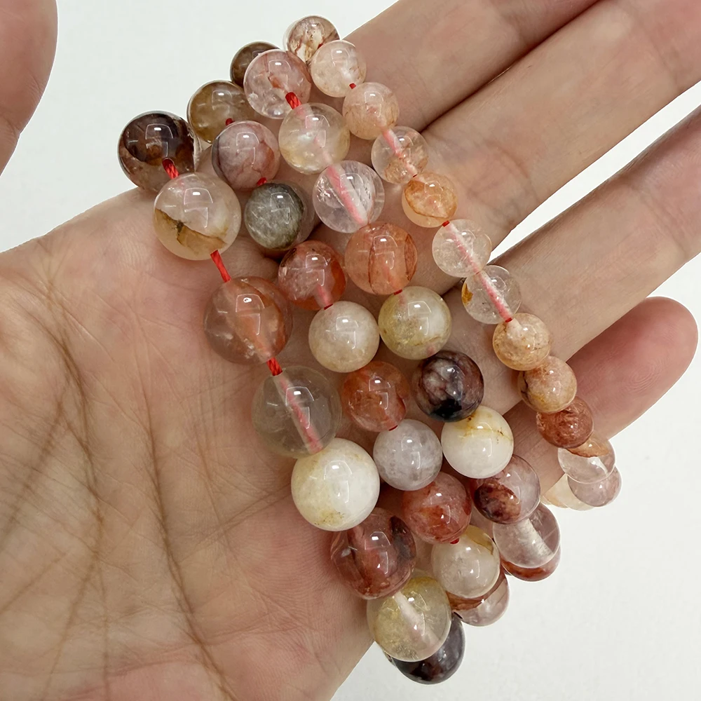 Echte Halbedelstein Natürliche Tansania Rote Blume Kristall Quarz Stein Runde Lose Perlen 6 8 10 MM Für schmuck Machen DIY