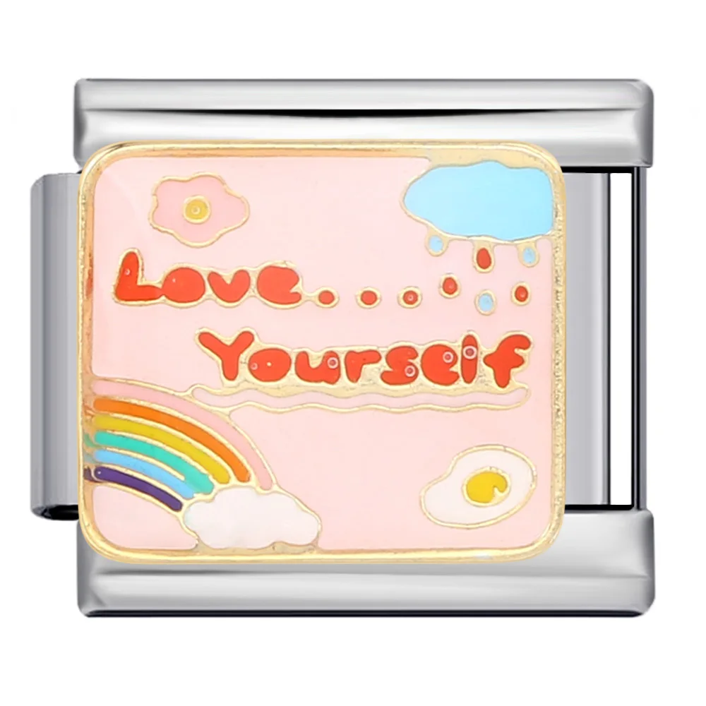 URING Trendige Bunte Glücks-Wortanhänger Italienischer Charm-Anhänger Passend für 9mm Edelstahl-Armbänder DIY Schmuckherstellung Geschenk für Frauen Y2k Perlen – Detail 3