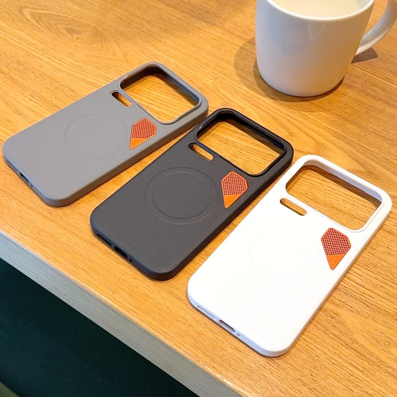 Magnetic PU Leather & PC Heat Dissipation Cover with Metal Camera Lens Protector