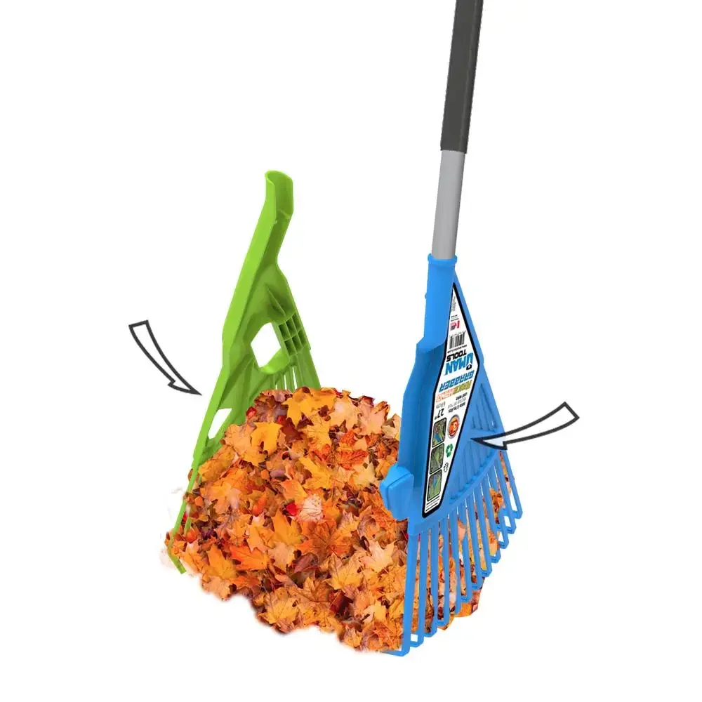 Telescopic Metal 3 in 1 Leaf/Lawn Rake & Grabber Adjustable Handle with Durable Ribbed Fingers Heavy Loads Bagging & Cleaning