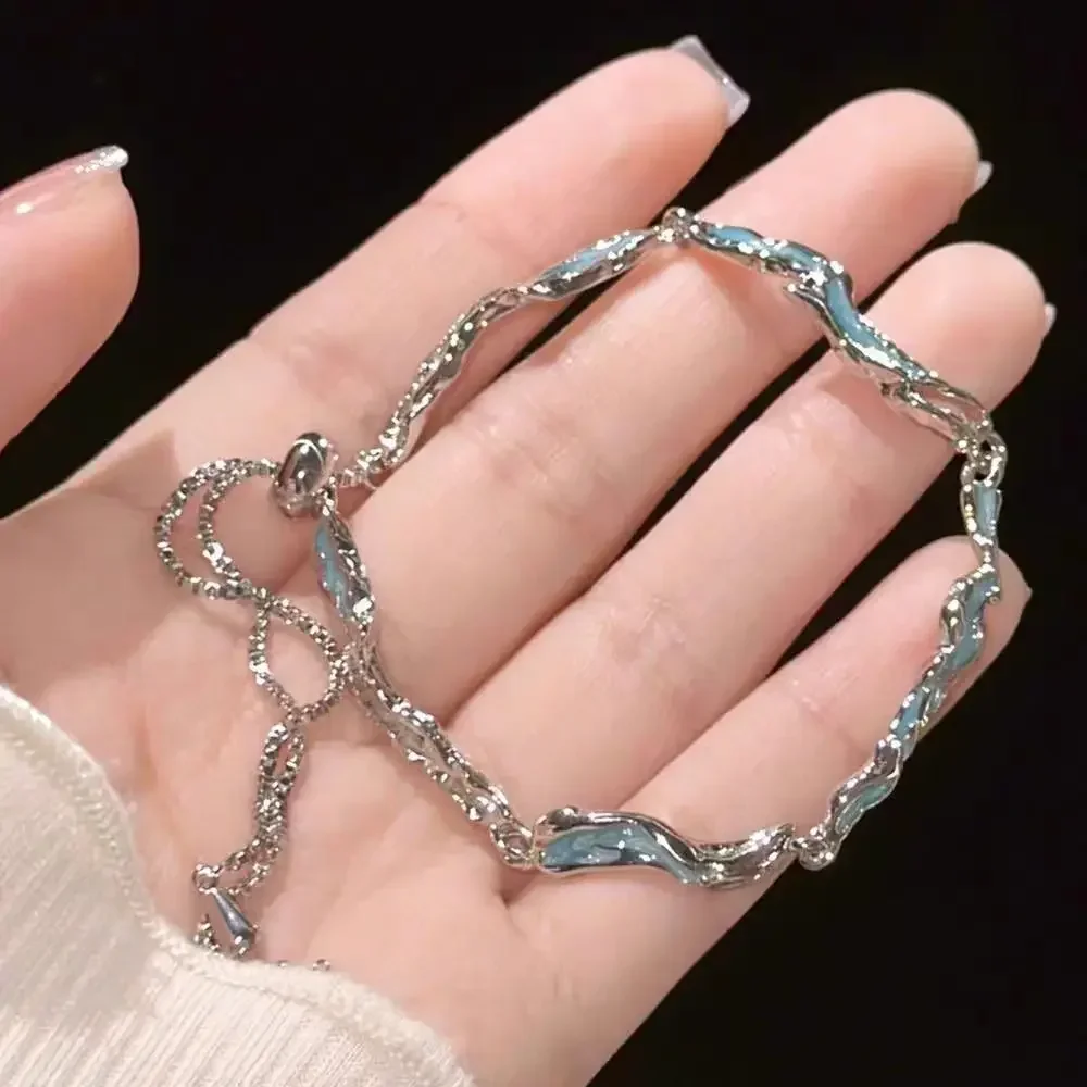 Crystal Cherry Blossom Bracelets For Women Girls Shiny Pink Sweet Moon Bow Flowers Zircon Party Aesthetic Jewelry