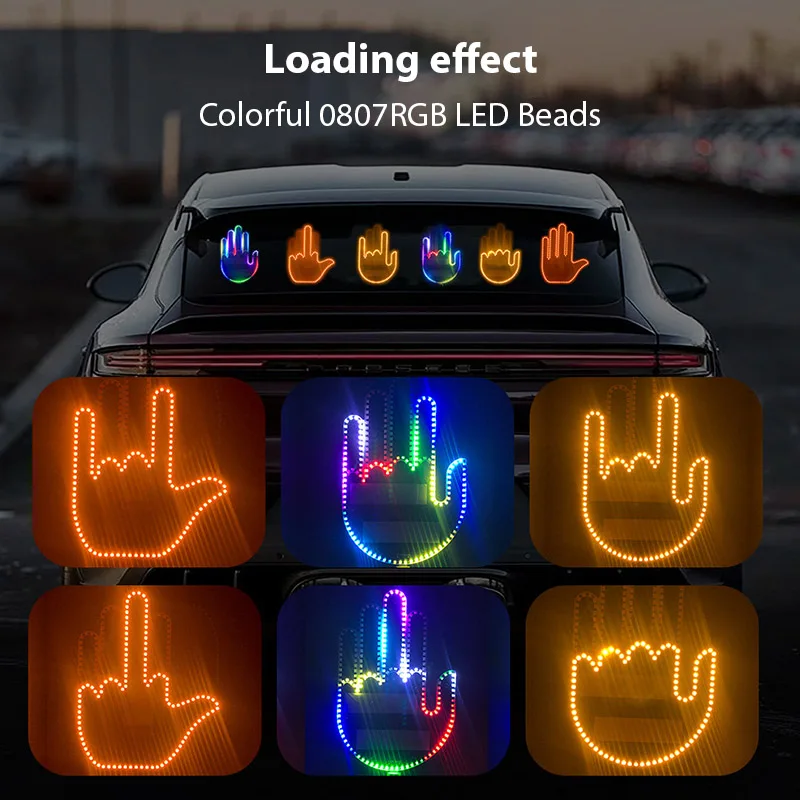Funny Car Finger Gesture Light Car Multi-function Warning Tip Light Anti-Tailgating Light Interactive palm light Car Accessories