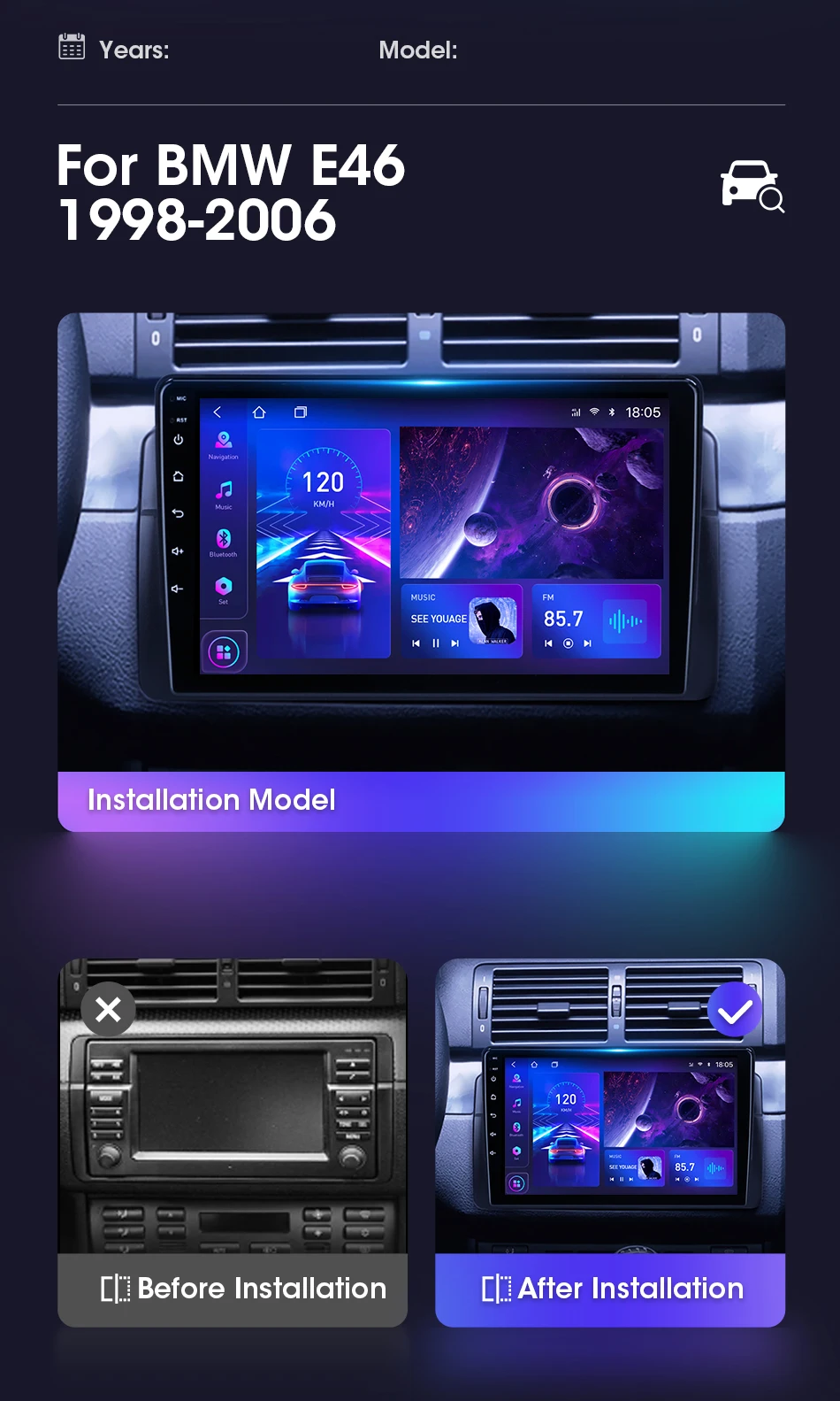 Android 13 Autoradio Für BMW E46 - Octa Core 4GB RAM 64GB ROM