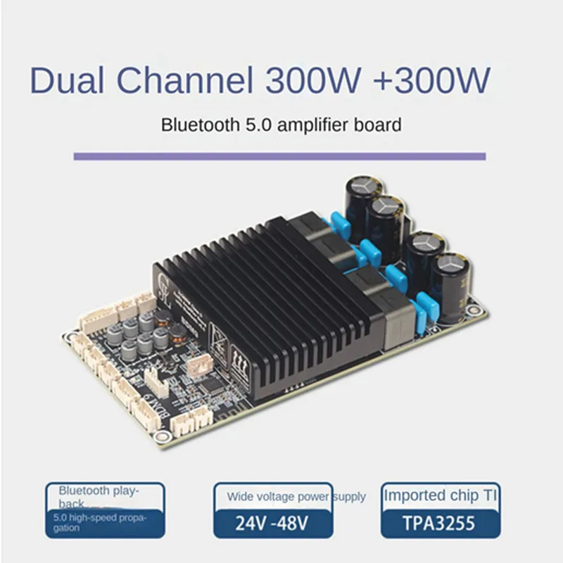 

DC24-48V TPA3255 2*300W 2,0 Channel Stereo Bluetooth BT5.0 Hifi Плата усилителя звука с регулируемым басом и высоким шагом
