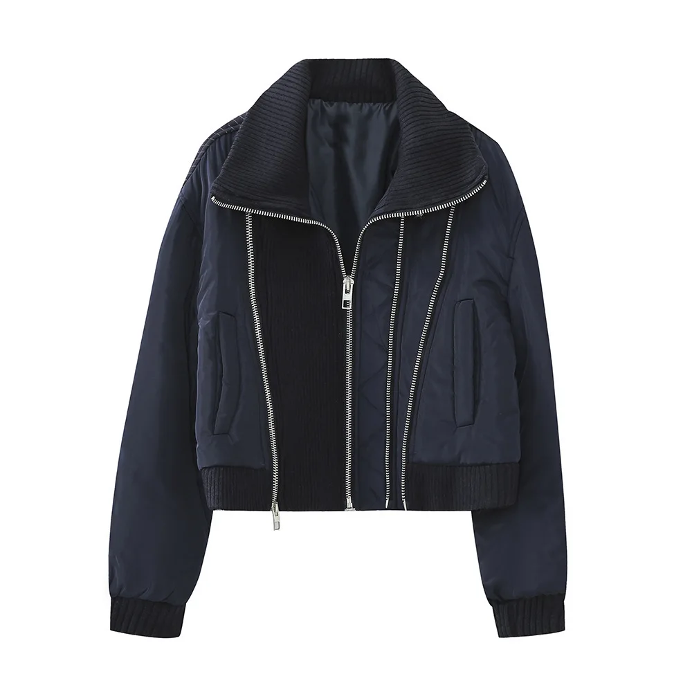 

Осенне-зимняя парка с хлопковой подкладкой; Уличная куртка-бомбер на молнии с высоким воротником и длинными рукавами; Верхняя одежда