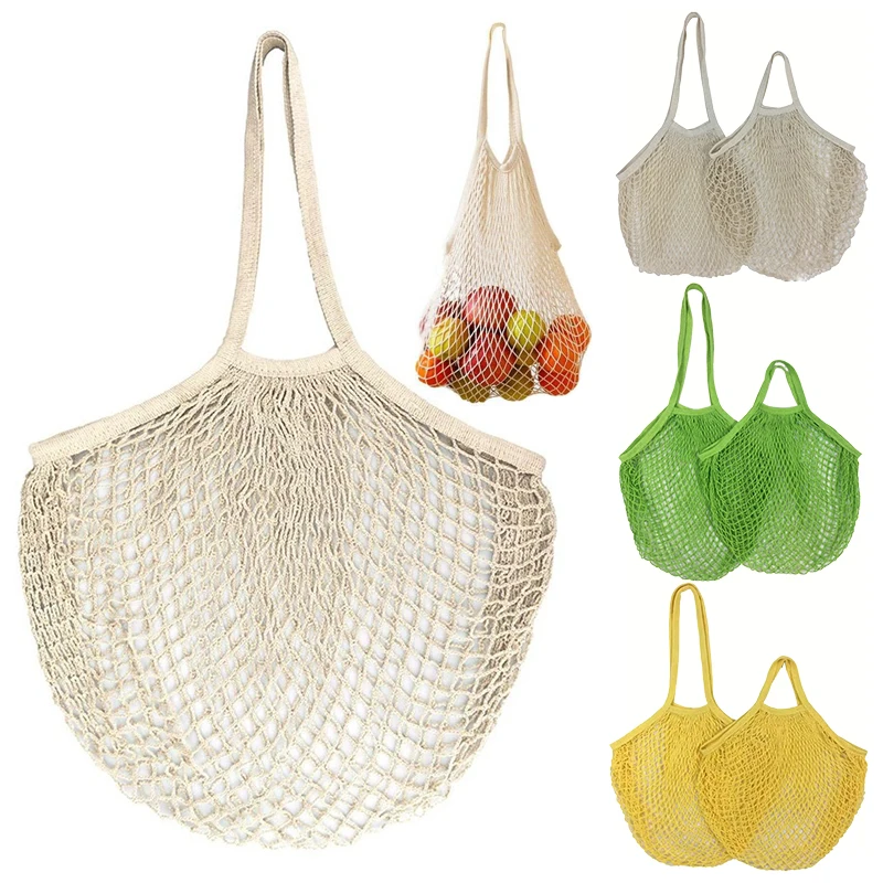 Eco-Friendly Reusable Mesh Grocery & Produce Storage Bags with Long Handles