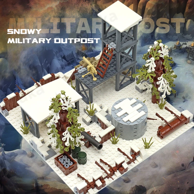 MOC Snowy Military Base Building Blocks Military Outpost Blocks
