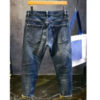 Rétro épissé ​ ​ Jean homme marque tendance déchiré ours Patch ample classique homme pantalon strass Denims larmes Streetwear pour homme 3