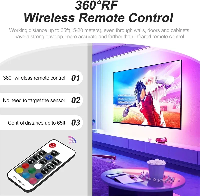 Description Picture 4 of item5m/16.4ft RGB Neon Lights With RF Remote, Color Changing LED Neon Strip Multicolor LED Strip Flexible Neon Strip for Room Decor